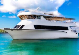 100ft 200 passenger 3 story mega yacht w open bar at Bayside - Inside a 100-Foot Party Yacht: Open Bar, Music, and Layout
