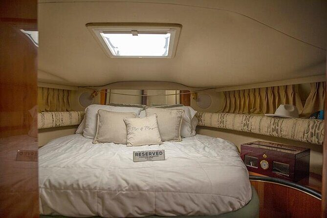 45 Ft Private Yacht Rental in Miami - Onboard Comfort: Bedrooms, Bathrooms, Kitchen, and Lighting