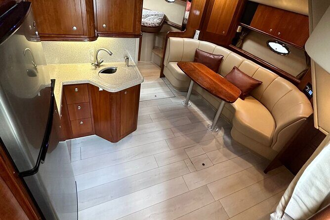 Island Fun Yacht Rental in Miami Beach - What’s Included On Board: AC, Kitchen, Bathroom, and Music