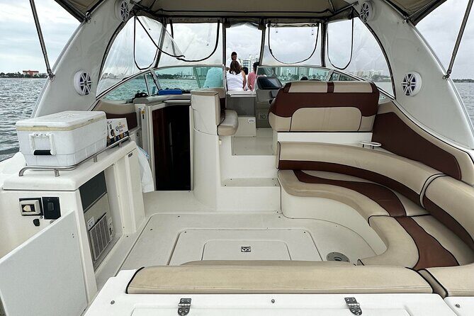 Island Fun Yacht Rental in Miami Beach - Floating Time: Life Jackets and the Water Mat