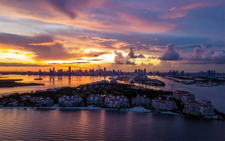 Miami Beach|South Point Golf Cart Tour - South Pointe Park: skyline angles and Fisher Island across the water