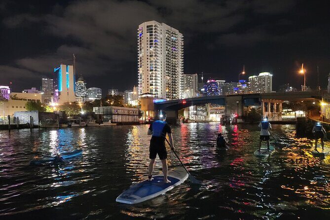 Miami City Lights Night SUP or Kayak - The first minutes on the water: safety, ladders, and those LED lights