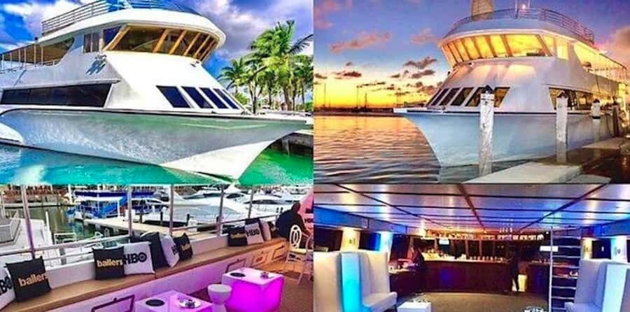 Miami: Party Yacht Cruise with Open Bar and DJ - VIP Bottle Service and Top-Level Access